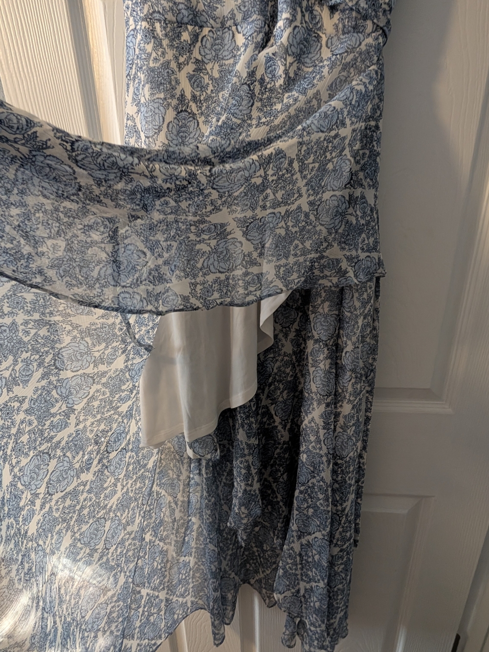Lauren Conrad Blue Floral Ruffle Wrap High/Low Dress - Picture 2 of 6